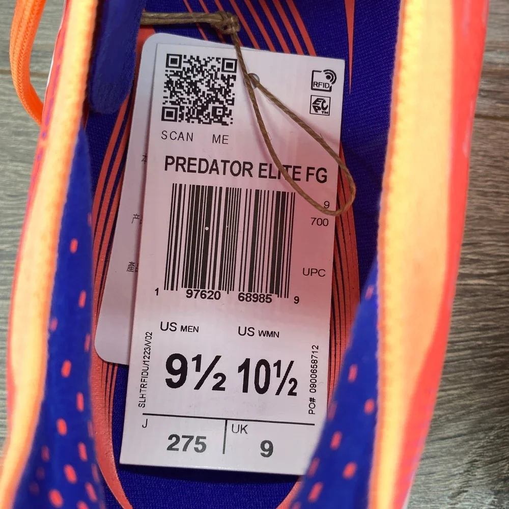 Adidas Predator Elite FG Soccer Cleats Mens 9.5 Solar Red JI1083 Strikeskin